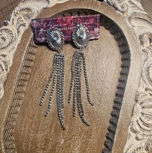 Silver and Turquoise Fringe Earrings